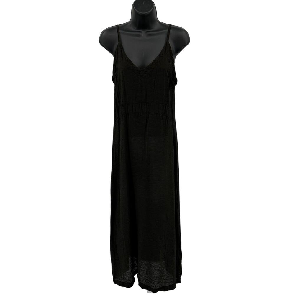 Lacausa Alma Slip Dress WMNS XS Midi V-Neck Black Adjustable Strap Lightweight